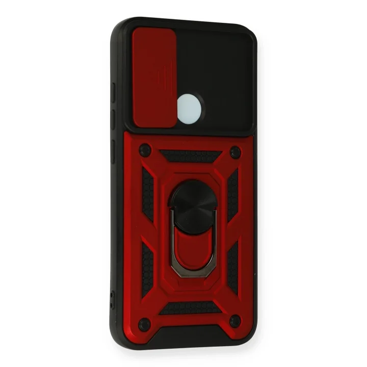 Mey İthalat®  Xiaomi Redmi Note 8 Kılıf Pars Lens Yüzüklü Silikon - Kırmızı