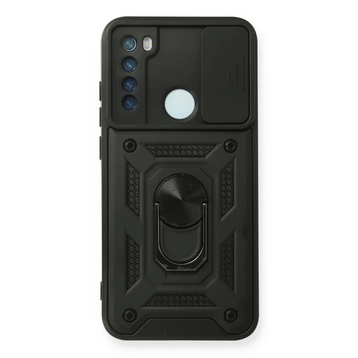 Mey İthalat®  Xiaomi Redmi Note 8 Kılıf Pars Lens Yüzüklü Silikon - Siyah