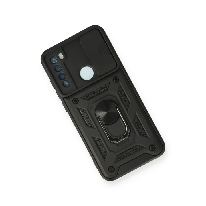 Mey İthalat®  Xiaomi Redmi Note 8 Kılıf Pars Lens Yüzüklü Silikon - Siyah