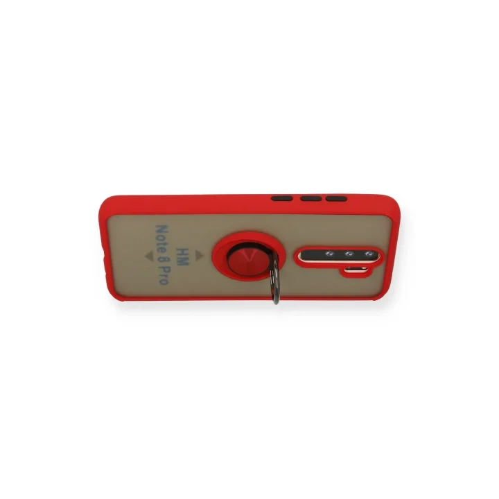 Mey İthalat®  Xiaomi Redmi Note 8 Pro Kılıf Montreal Yüzüklü Silikon Kapak - Kırmızı