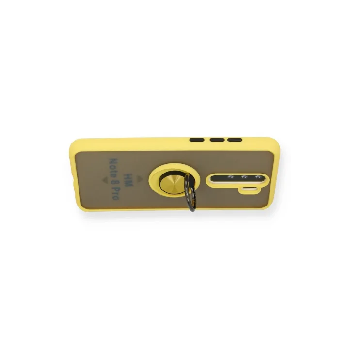 Mey İthalat®  Xiaomi Redmi Note 8 Pro Kılıf Montreal Yüzüklü Silikon Kapak - Sarı