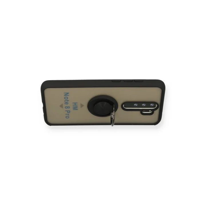 Mey İthalat®  Xiaomi Redmi Note 8 Pro Kılıf Montreal Yüzüklü Silikon Kapak - Siyah