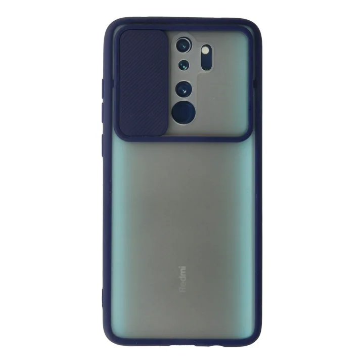 Mey İthalat®  Xiaomi Redmi Note 8 Pro Kılıf Palm Buzlu Kamera Sürgülü Silikon - Lacivert