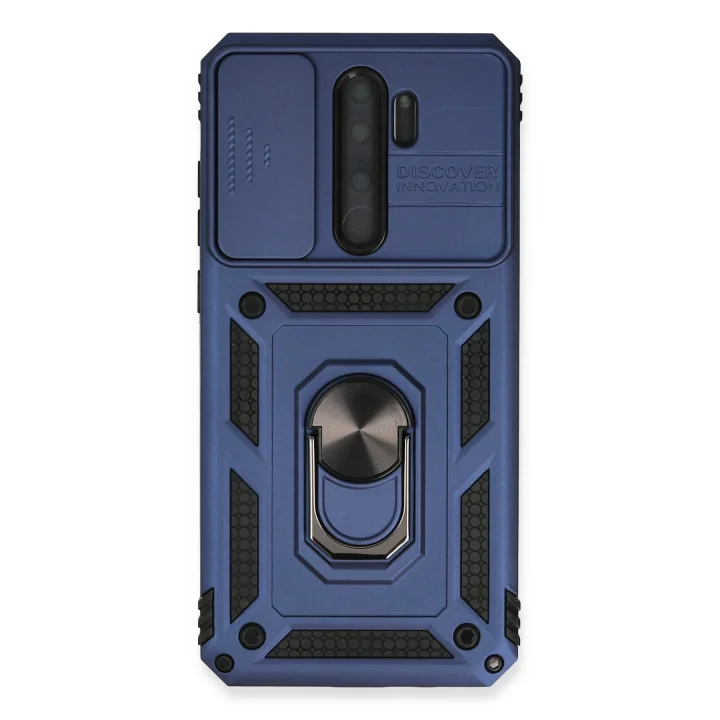 Mey İthalat®  Xiaomi Redmi Note 8 Pro Kılıf Pars Lens Yüzüklü Silikon - Lacivert