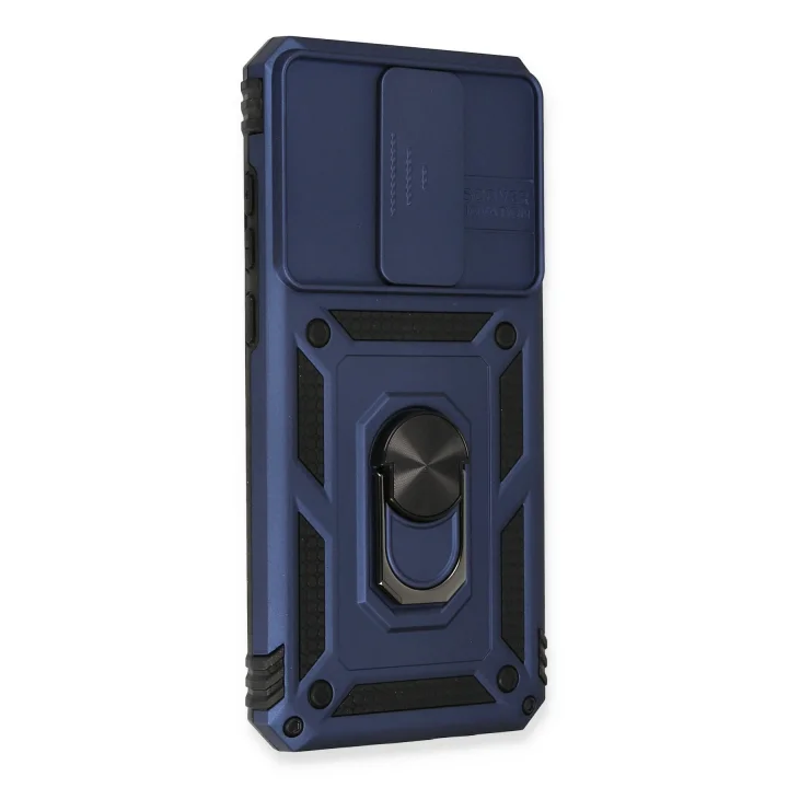 Mey İthalat®  Xiaomi Redmi Note 8 Pro Kılıf Pars Lens Yüzüklü Silikon - Lacivert