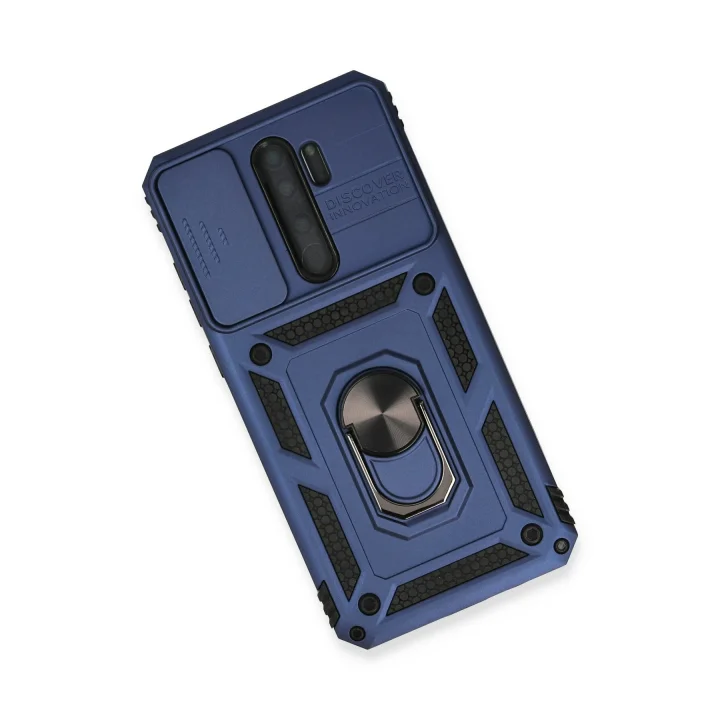 Mey İthalat®  Xiaomi Redmi Note 8 Pro Kılıf Pars Lens Yüzüklü Silikon - Lacivert