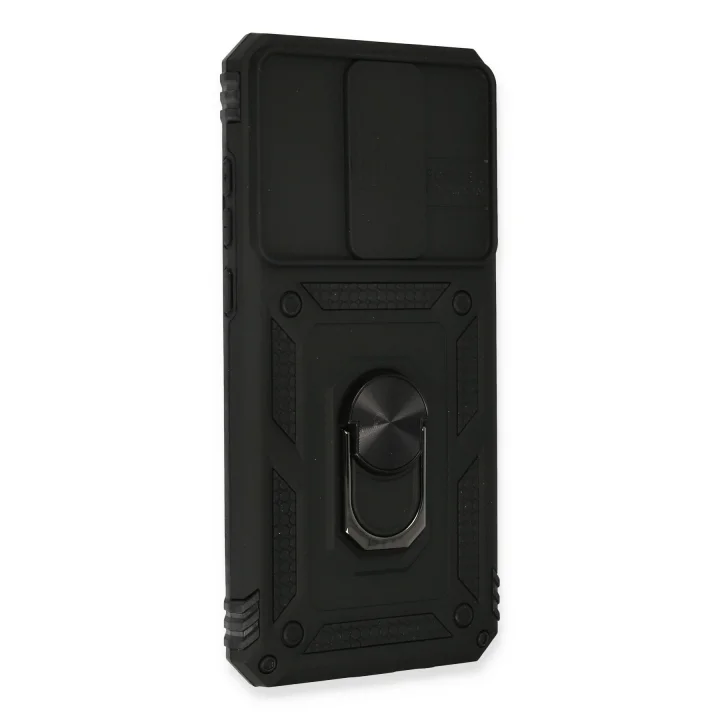 Mey İthalat®  Xiaomi Redmi Note 8 Pro Kılıf Pars Lens Yüzüklü Silikon - Siyah