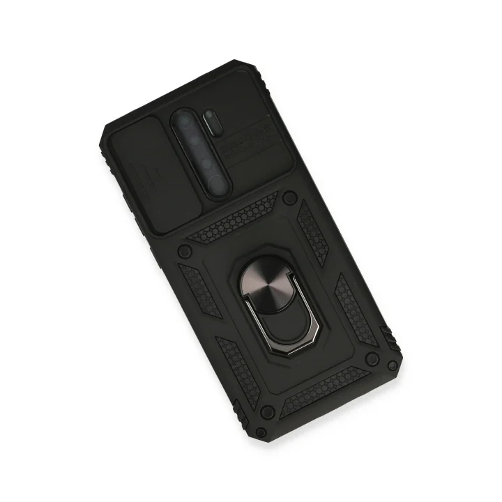 Mey İthalat®  Xiaomi Redmi Note 8 Pro Kılıf Pars Lens Yüzüklü Silikon - Siyah