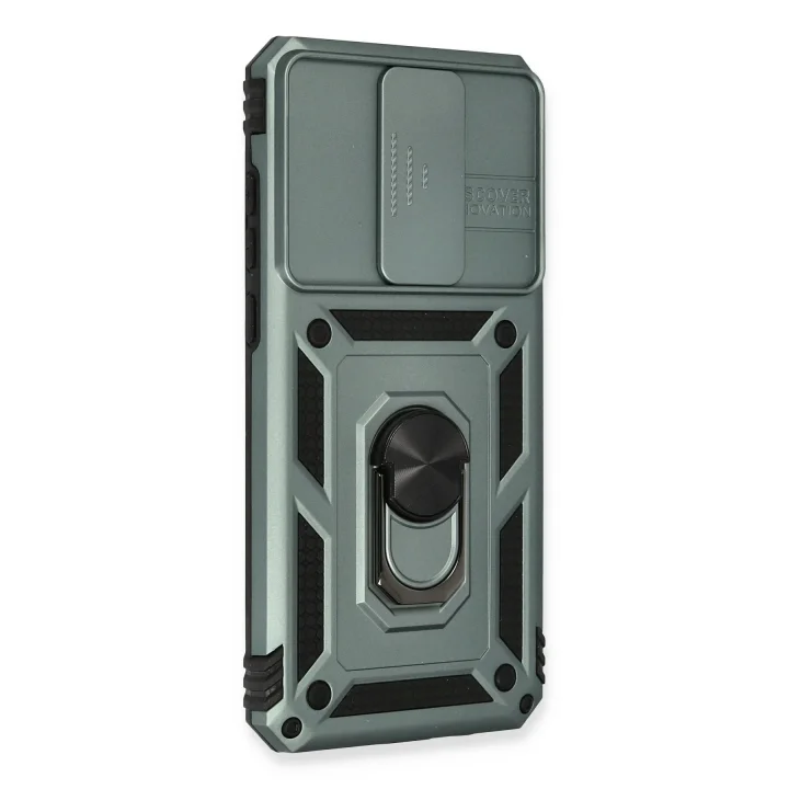 Mey İthalat®  Xiaomi Redmi Note 8 Pro Kılıf Pars Lens Yüzüklü Silikon - Yeşil