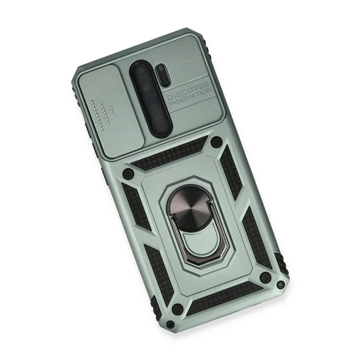 Mey İthalat®  Xiaomi Redmi Note 8 Pro Kılıf Pars Lens Yüzüklü Silikon - Yeşil