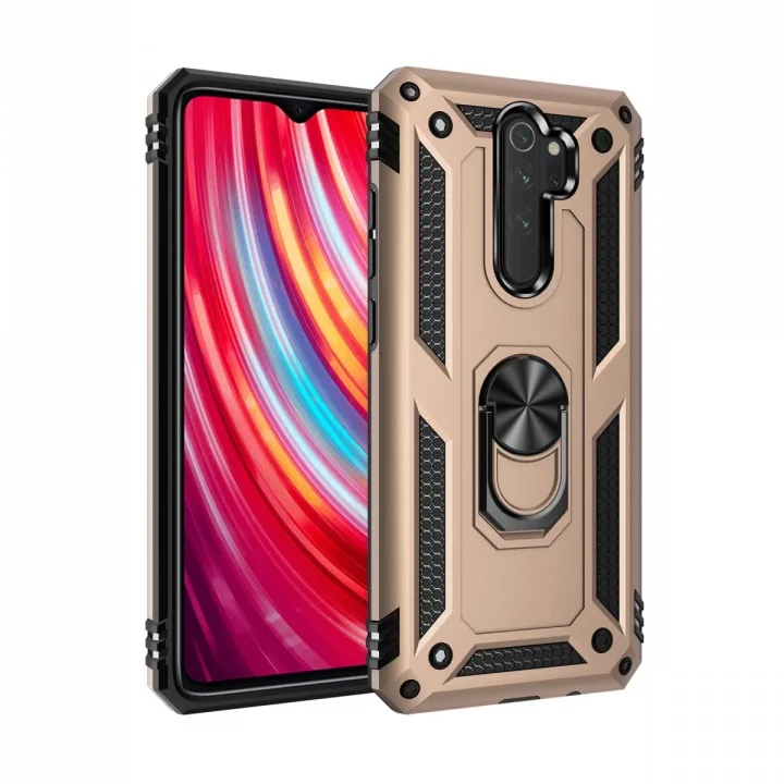 Mey İthalat®  Xiaomi Redmi Note 8 Pro Kılıf Sofya Yüzüklü Silikon Kapak - Gold