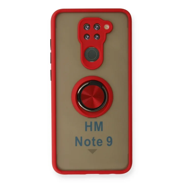 Mey İthalat®  Xiaomi Redmi Note 9 Kılıf Montreal Yüzüklü Silikon Kapak - Kırmızı