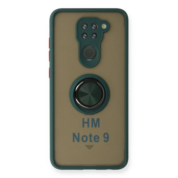 Mey İthalat®  Xiaomi Redmi Note 9 Kılıf Montreal Yüzüklü Silikon Kapak - Yeşil