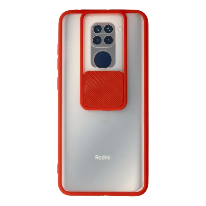 Mey İthalat®  Xiaomi Redmi Note 9 Kılıf Palm Buzlu Kamera Sürgülü Silikon - Kırmızı