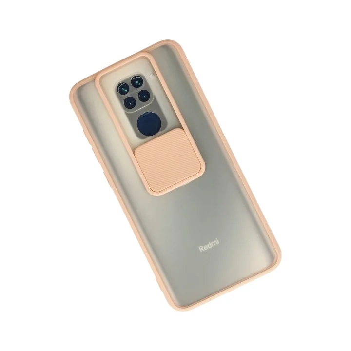 Mey İthalat®  Xiaomi Redmi Note 9 Kılıf Palm Buzlu Kamera Sürgülü Silikon - Pembe