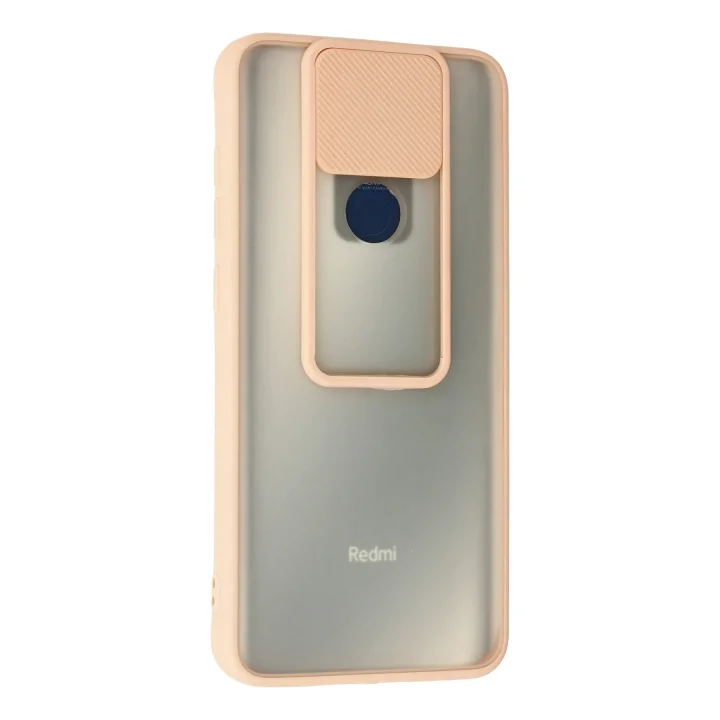 Mey İthalat®  Xiaomi Redmi Note 9 Kılıf Palm Buzlu Kamera Sürgülü Silikon - Pembe