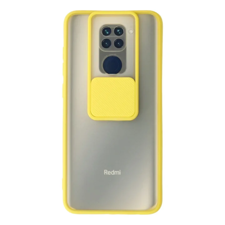 Mey İthalat®  Xiaomi Redmi Note 9 Kılıf Palm Buzlu Kamera Sürgülü Silikon - Sarı
