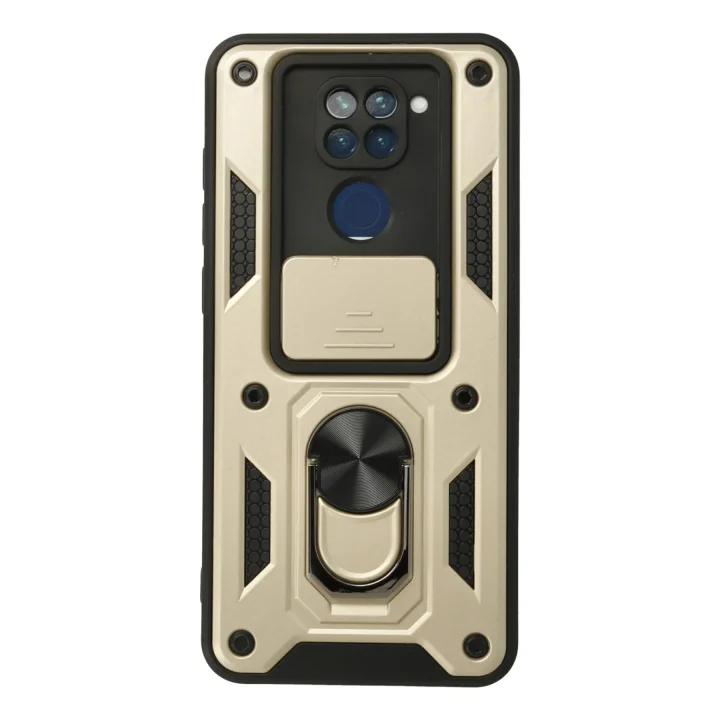 Mey İthalat®  Xiaomi Redmi Note 9 Kılıf Pars Lens Yüzüklü Silikon - Gold