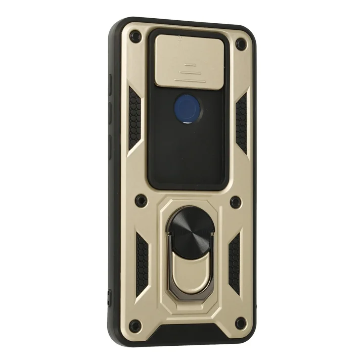 Mey İthalat®  Xiaomi Redmi Note 9 Kılıf Pars Lens Yüzüklü Silikon - Gold