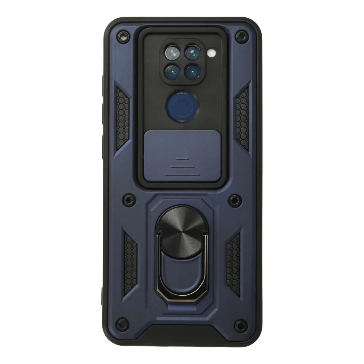 Mey İthalat®   Redmi Note 9 Kılıf Pars Lens Yüzüklü Silikon - Lacivert