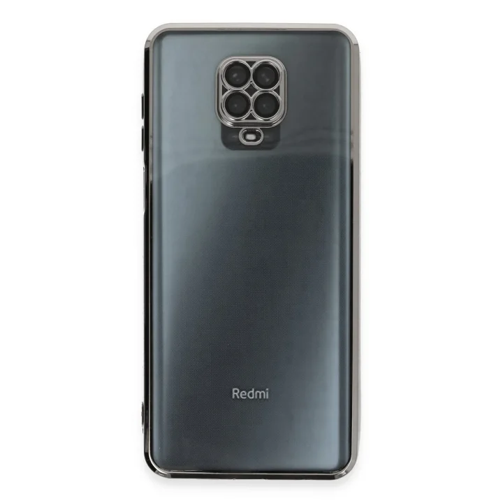 Mey İthalat®  Xiaomi Redmi Note 9 Pro Kılıf  Lensli Silikon - Gümüş