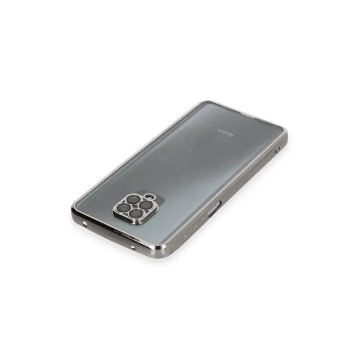 Mey İthalat®  Xiaomi Redmi Note 9 Pro Kılıf  Lensli Silikon - Gümüş