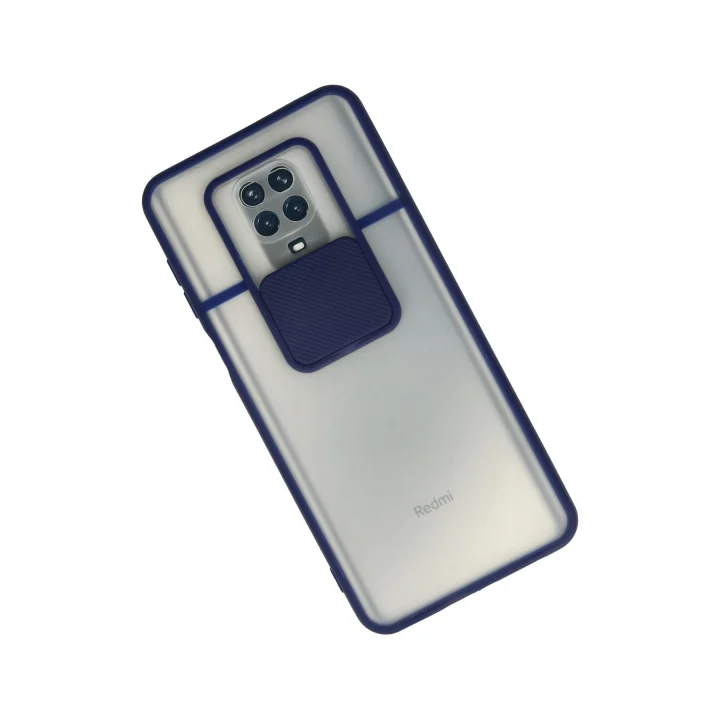 Mey İthalat®   Redmi Note 9 Pro Kılıf Palm Buzlu Kamera Sürgülü Silikon - Lacivert