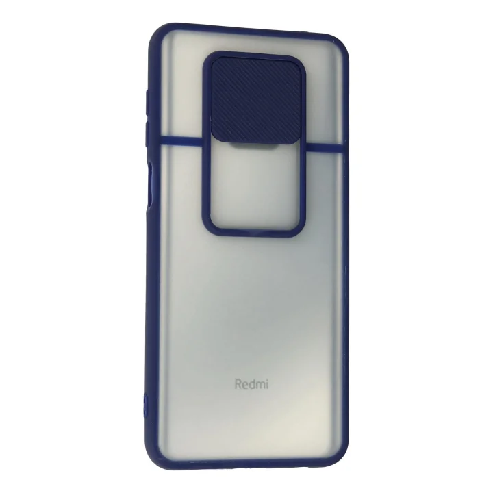Mey İthalat®   Redmi Note 9 Pro Kılıf Palm Buzlu Kamera Sürgülü Silikon - Lacivert