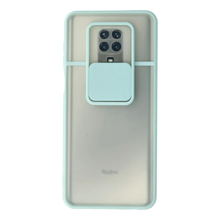 Mey İthalat®   Redmi Note 9 Pro Kılıf Palm Buzlu Kamera Sürgülü Silikon - Turkuaz