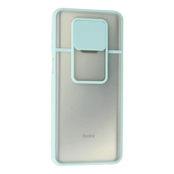 Mey İthalat®   Redmi Note 9 Pro Kılıf Palm Buzlu Kamera Sürgülü Silikon - Turkuaz