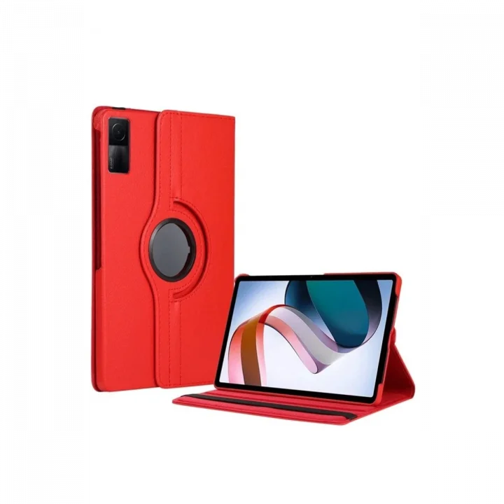 Mey İthalat®  Xiaomi Redmi Pad SE 4G Kılıf 360 Tablet Deri Kılıf - Kırmızı