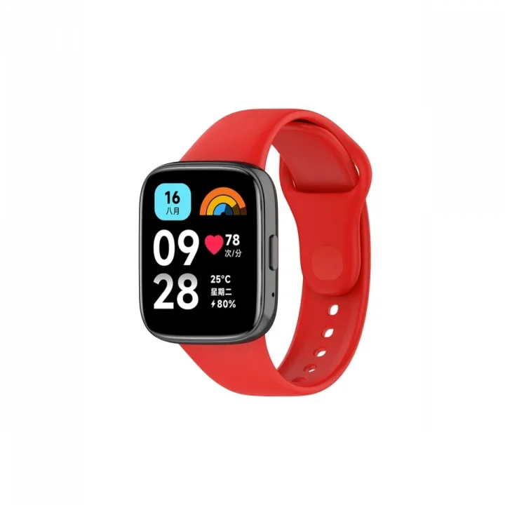 Mey İthalat®  Xiaomi Redmi Watch 3 Active Klasik Kordon - Kırmızı