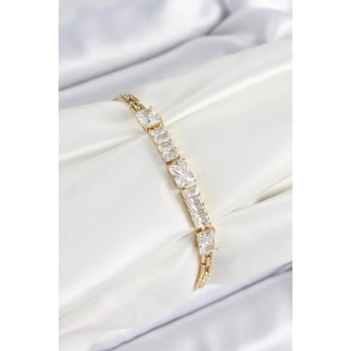 Mey İthalat® Xuping Pirinç Parçalı Su Yolu Model Gold Renk Kadın Bileklik
