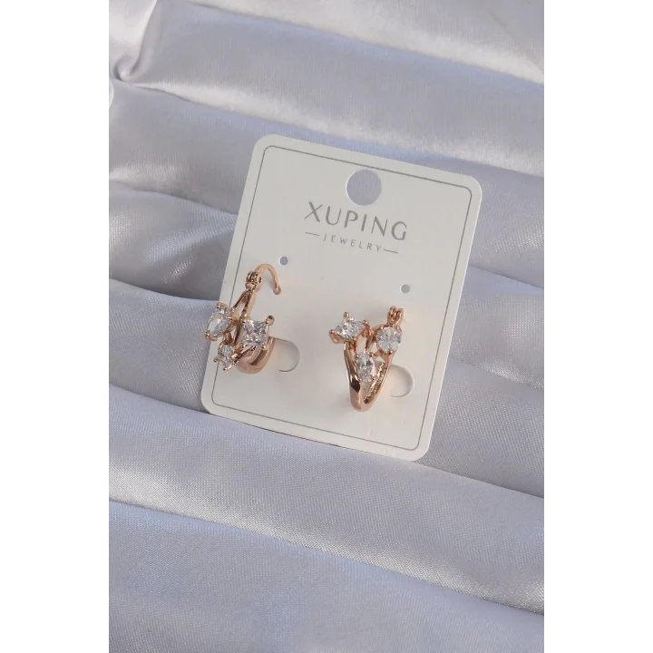 Mey İthalat® XUPİNG Rose Renk Zirkon Taşlı Halka Küpe
