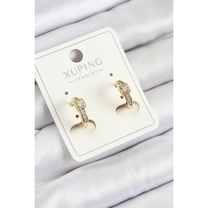Mey İthalat® Xuping Zirkon Taşlı Kemer Model Gold Renk Kadın Küpe