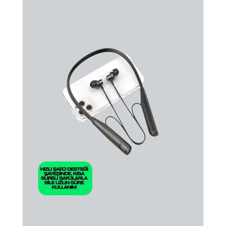 Mey İthalat® Y12 Bluetooth Boyun Bantlı Kulaklık – 100 Saat Pil, Bluetooth 5.3, Dokunmatik Kontrol