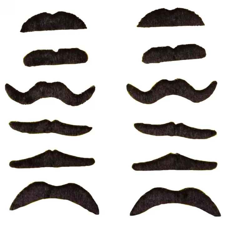 Mey İthalat® Yapışkanlı Takma Bıyık 6 Model 12 Adet Set