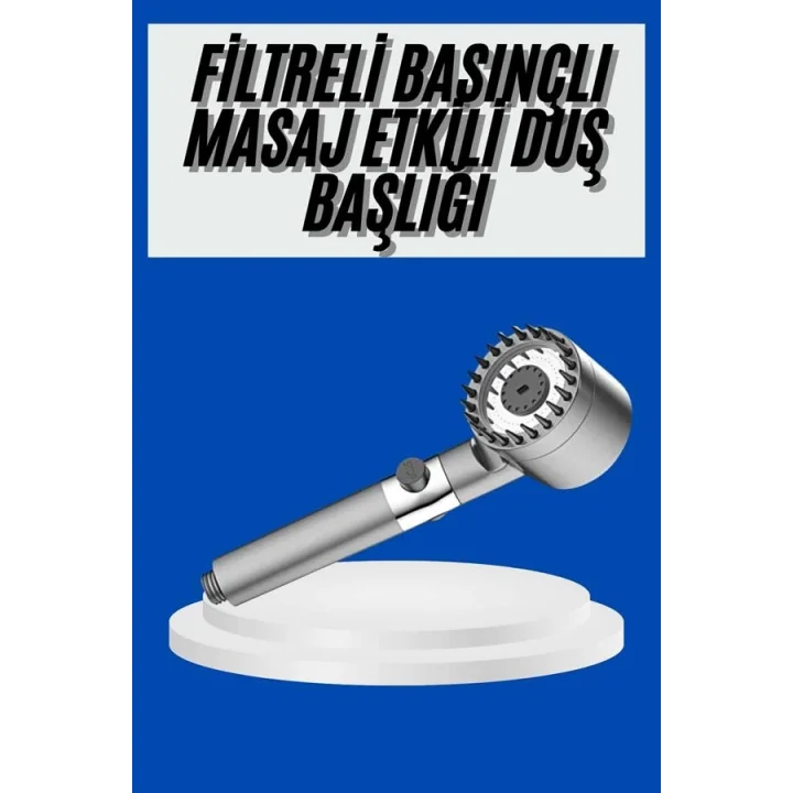 Mey İthalat® Yeni Nesil Duş Başlığı Paslanmaz Çelik Masaj Etkili Ergonomik Tasarım Su Basınçlı