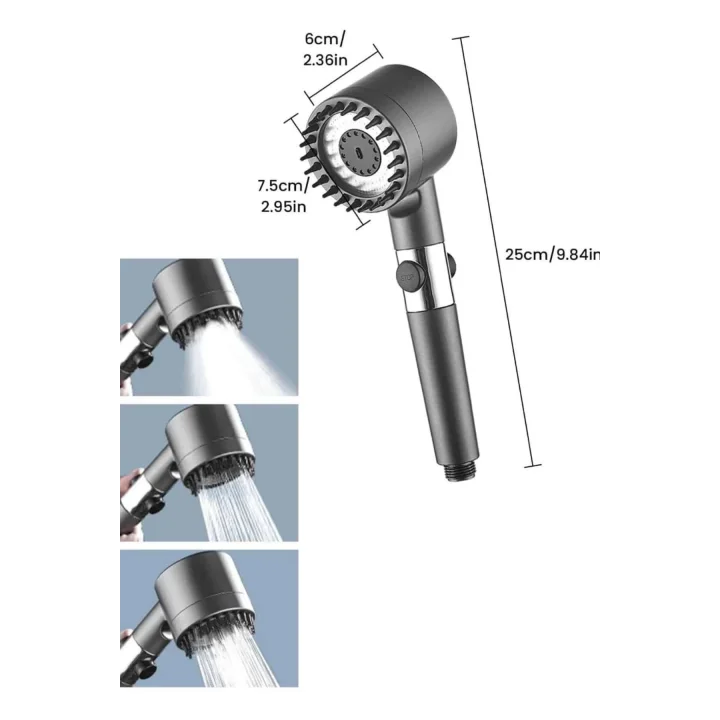 Mey İthalat® Yeni Nesil Duş Başlığı Paslanmaz Çelik Masaj Etkili Ergonomik Tasarım Su Basınçlı