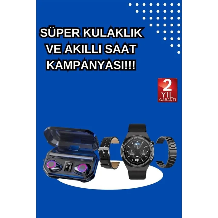 Mey İthalat® Yeni Nesil Kampanyası Bluetooth Bağlantılı Akıllı Saat ve Kablosuz Kulaklık Dijital Göstergeli