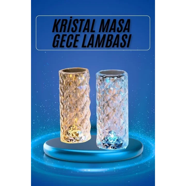 Mey İthalat® Yeni Nesil Modern Kristal Masa ve Gece Lambası Dokunmatik Renk Değiştirebilen