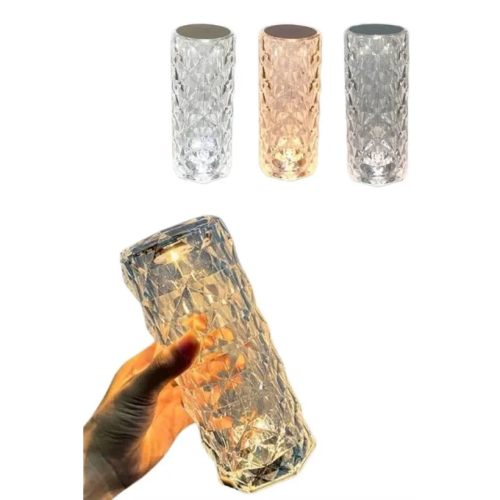 Mey İthalat® Yeni Nesil Modern Kristal Masa ve Gece Lambası Dokunmatik Renk Değiştirebilen