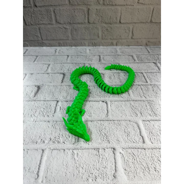 Mey İthalat® Yeşil Hareketli Ejderha Figürü Esnek Gövdeli Fantastik Dekor 60 cm