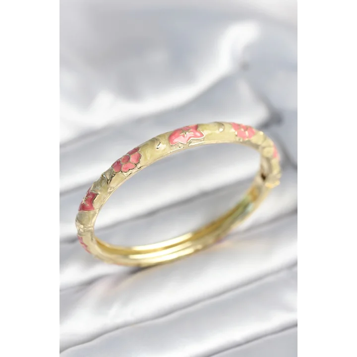 Mey İthalat® Yeşil Krem Renk Detaylı Mineli Kelepçe