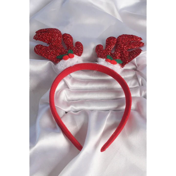 Mey İthalat® Yılbaşı Temalı Simli Geyik Boynuzu Figürlü Taç