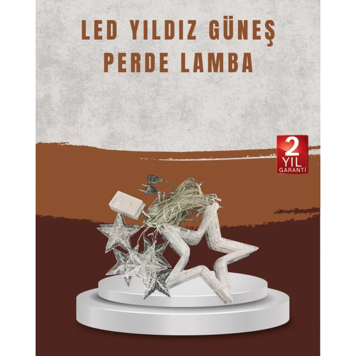 Mey İthalat® Yıldız Desenli Perde Tipi Peri Led 3x3 Metre Aydınlatma