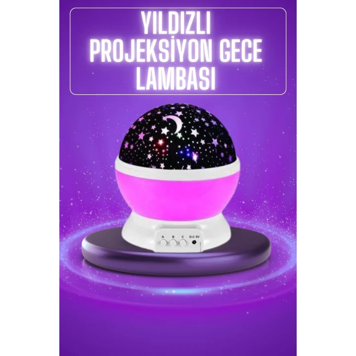 Mey İthalat® Yıldız Görünümlü Gece Lambası Renkli Masa Lambası Gökyüzü Projeksiyon