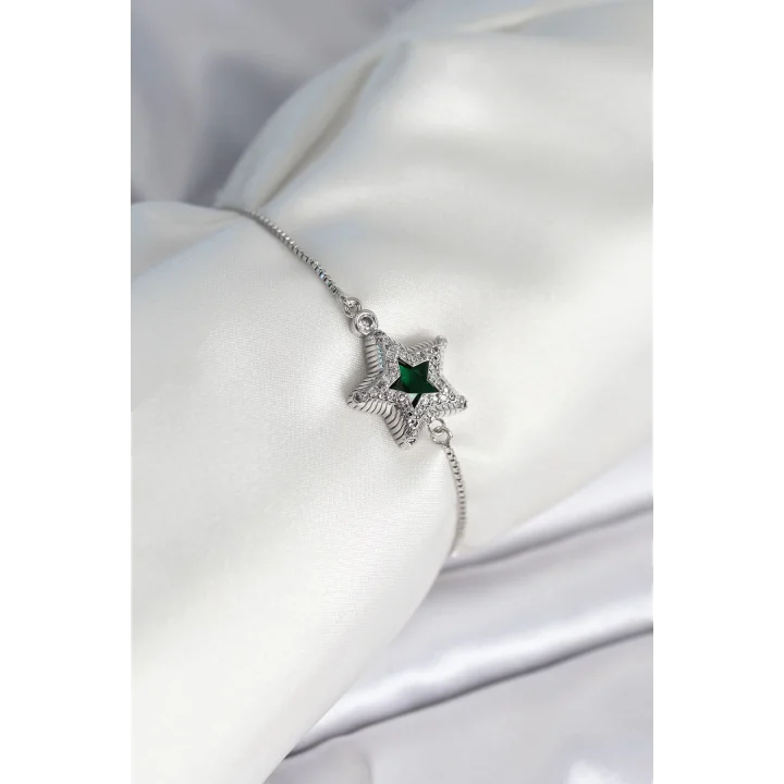 Mey İthalat® Yıldız Model Asansörlü Gümüş Renk Kadın Bileklik