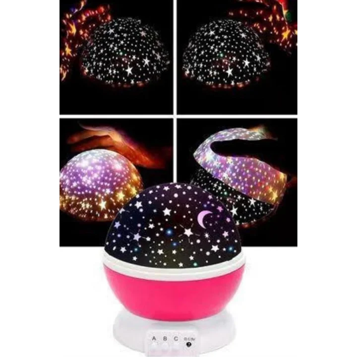 Mey İthalat® Yıldızlı Gece Lambası Mor Projeksiyon Görünümlü Masa Lambası Renk Değiştirebilen