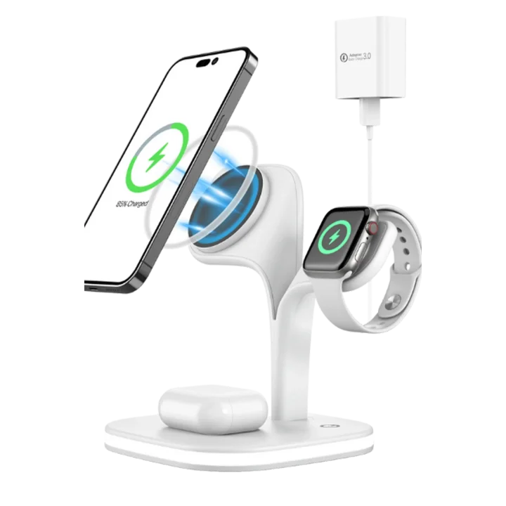 Mey İthalat®  YM-UD22 Kablosuz Şarj Masaüstü Set - Beyaz